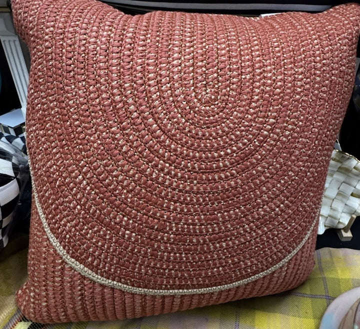 West Elm Woven Arches Indoor/Outdoor Pillow 20x20 NIB Coral