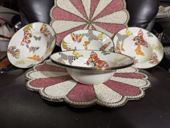 MacKenzie Childs Butterfly Garden Breakfast Bowl, 8” - Retired
