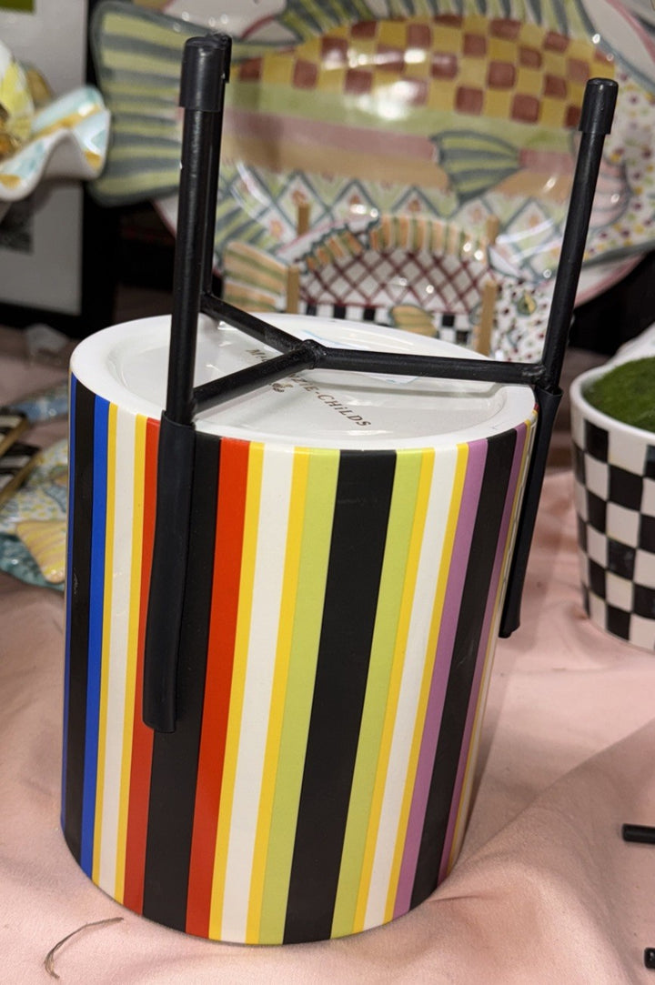 Mackenzie Childs Avante Garden stripe Tabletop Planter -new -retired