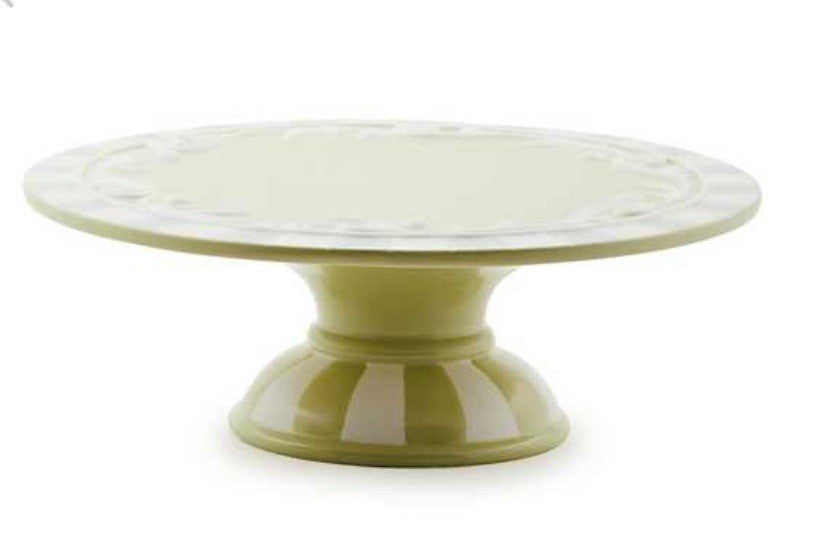 Mackenzie CHILDS Cameo Green LARGE PEDESTAL PLATTER BNIB- 10” X 3.5”