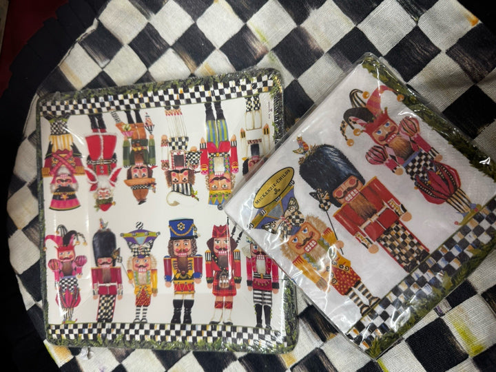 Mackenzie Childs Nutcracker Brigade Dessert Paper Plates & Cocktail Napkins Nip