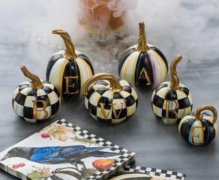 SET OF 6 MacKENZIE CHILDS BEWARE PUMPKIN SET New In Box