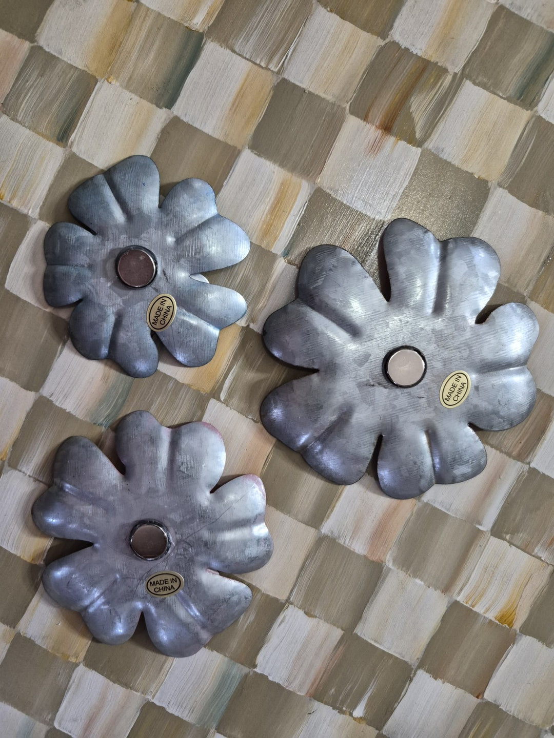 MacKenzie Childs DOLCE VITA FLOWER MAGNETS, SET OF 3 New In Bag