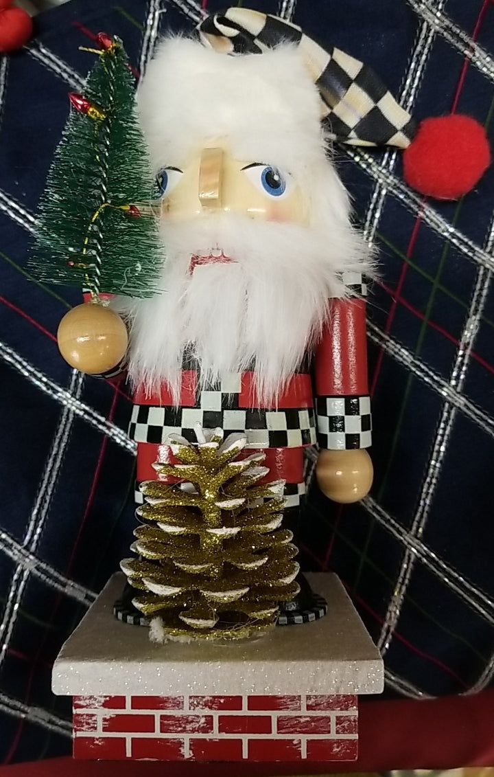 MacKenzie Childs Rooftop Santa Claus Nutcracker 9" Tall Christmas- New