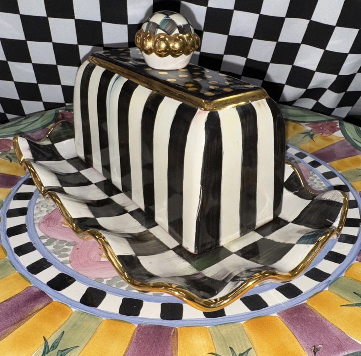 MACKENZIE CHILDS COURTLY CHECK CERAMIC BUTTERHOUSE New