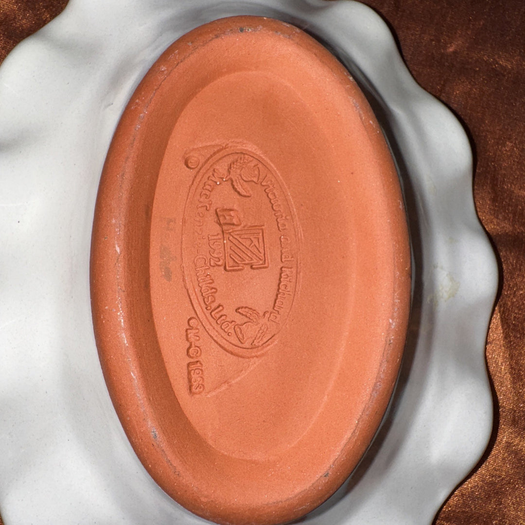 MacKenzie Childs Taylor Heather  Small Oval  Fluted Soap Dish 6.25" Ceramic-1989