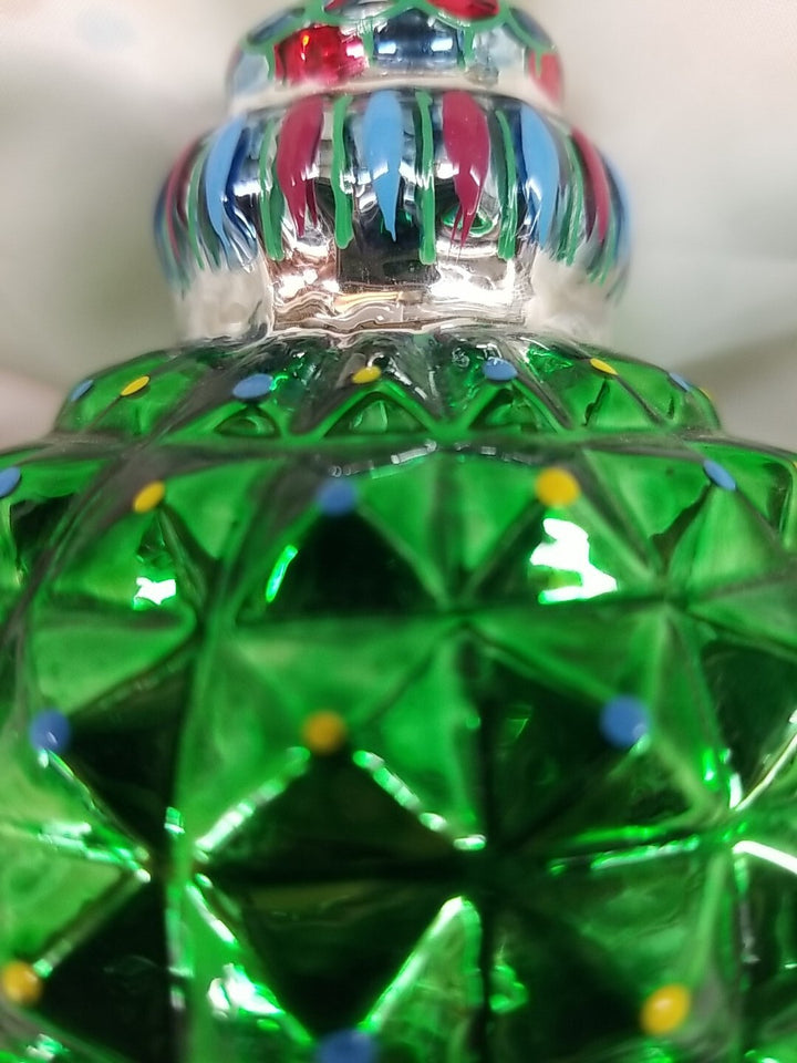 Mackenzie Childs Russian Jewel Courtly Check Green Ornament Glass