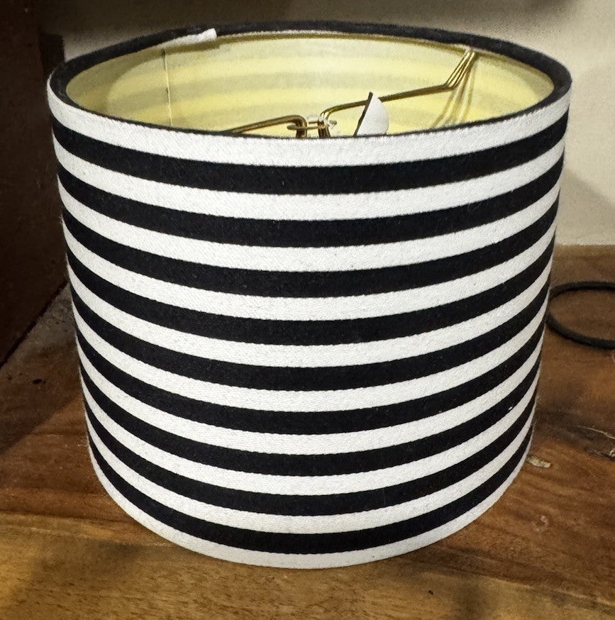 6 Inch Stripe Black And White Barrel Drum Clip on Chandelier Lampshade Set 2