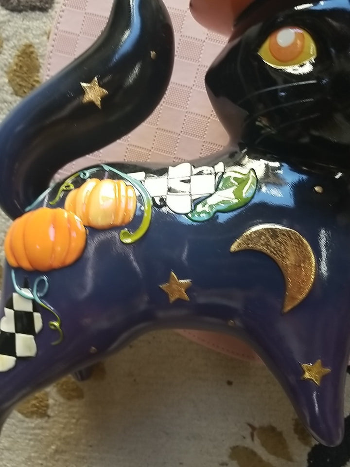 Mackenzie Childs  FORTUNE TELLER BLACK CAT 13" Courtly Check Figure- Retired