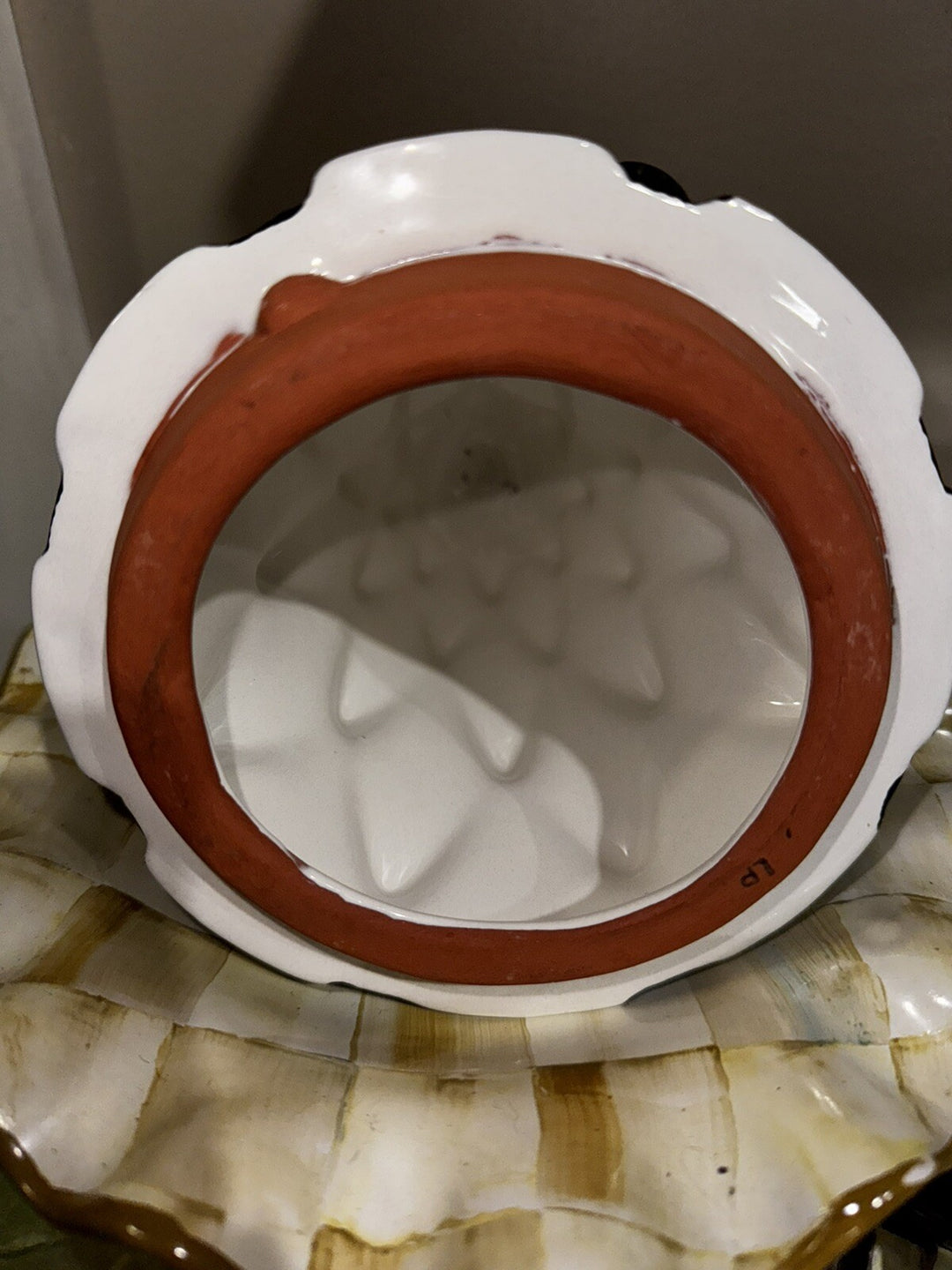 MacKenzie Childs Courtly Check Tannenbaum Cookie Jar  17” Tall Tree Ceramic