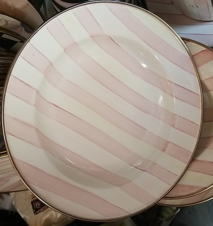 Mackenzie Childs Enamel Shallow Bowl Pink Bathing Hut 9” Excellent