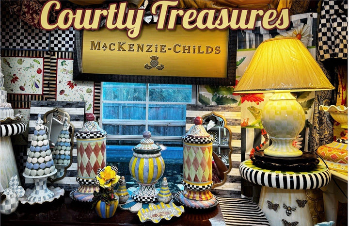 Mackenzie Childs Lamp Globe Green Check - Made In Aurora