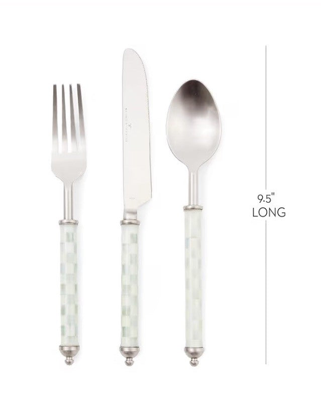 MacKenzie Childs Sterling  Check Supper Club 3-Piece Place Setting New
