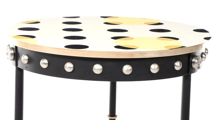 MacKenzie Childs “spot On” TABLE 24” Wide And 28” Tall- Hand Painted In Aurora