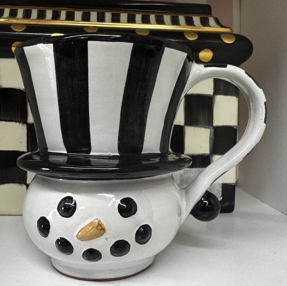 Mackenzie Childs Collector Series-December- Snowman Ceramic Mug- New Retired