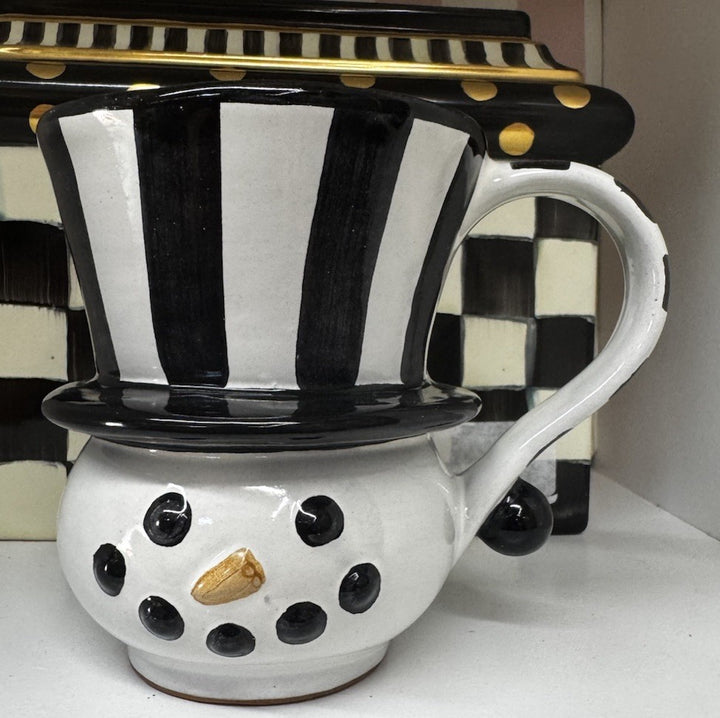 Mackenzie Childs Collector Series-December- Snowman Ceramic Mug- New Retired