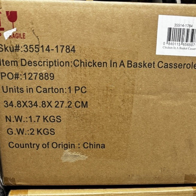 MacKenzie Childs Chicken in a Basket Casserole  Dolomite Ceramic Retired -NIB