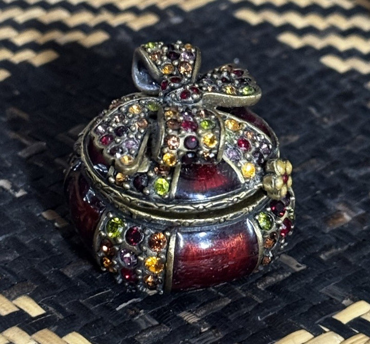 Jay Strongwater Enamel Swarovski Present Ribbon Bow Trinket Box