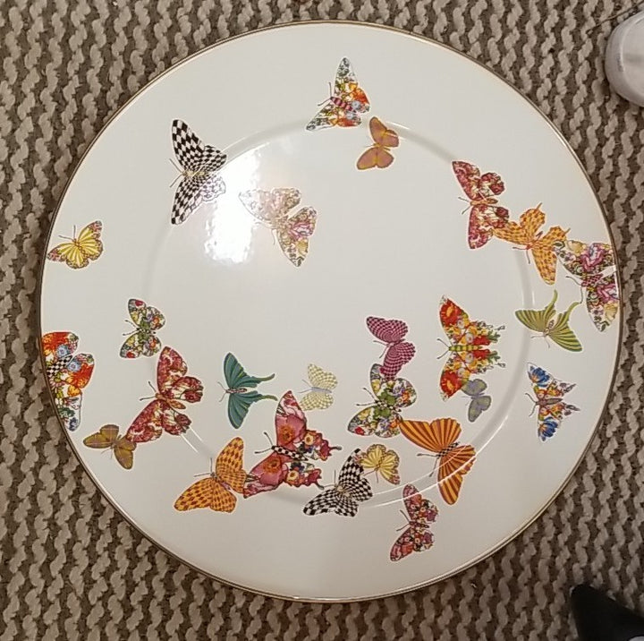 Mackenzie Childs Butterfly Garden Serving Platter - White New Enamel- Retired