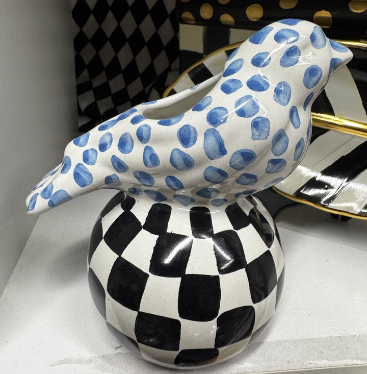 Mackenzie Childs Bird On Ball Vase Ceramic 2026 Collectors Series