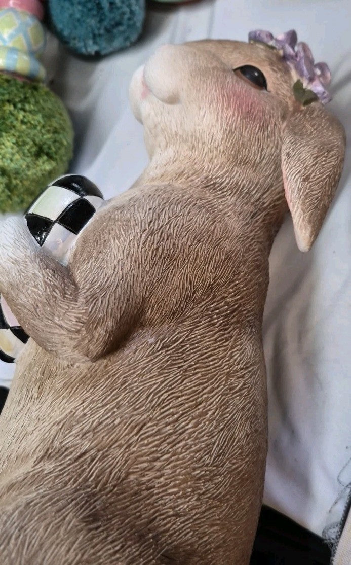 Mackenzie Childs Courtly Cottage With Courtly Check Bunny Rabbit  Retired