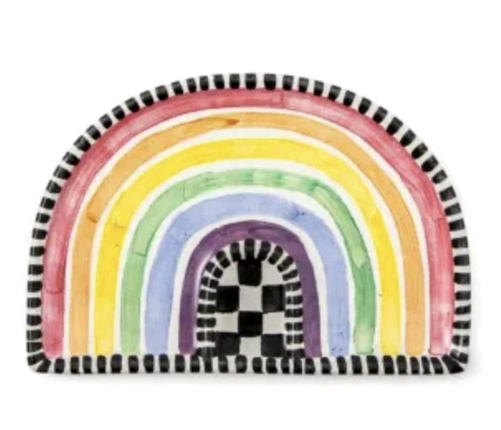 MacKenzie Childs Ceramic Rainbow Plate Handmade in Aurora NEW