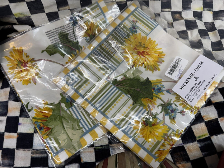 Mackenzie Childs Dandelion 100% Cotton Napkin NIP Set Of 2- Retired Pattern
