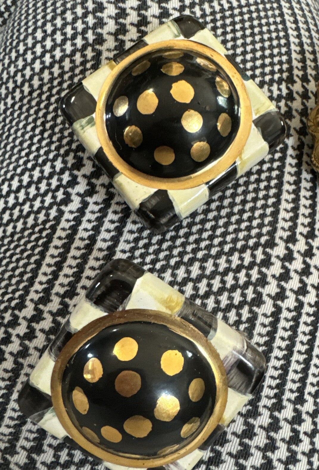 Mackenzie Childs one - 2 inch Courtly  Check Check Square Knob-new Black Tie