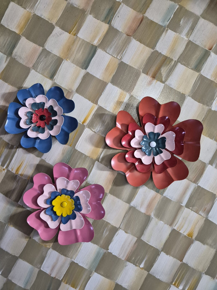 MacKenzie Childs DOLCE VITA FLOWER MAGNETS, SET OF 3 New In Bag