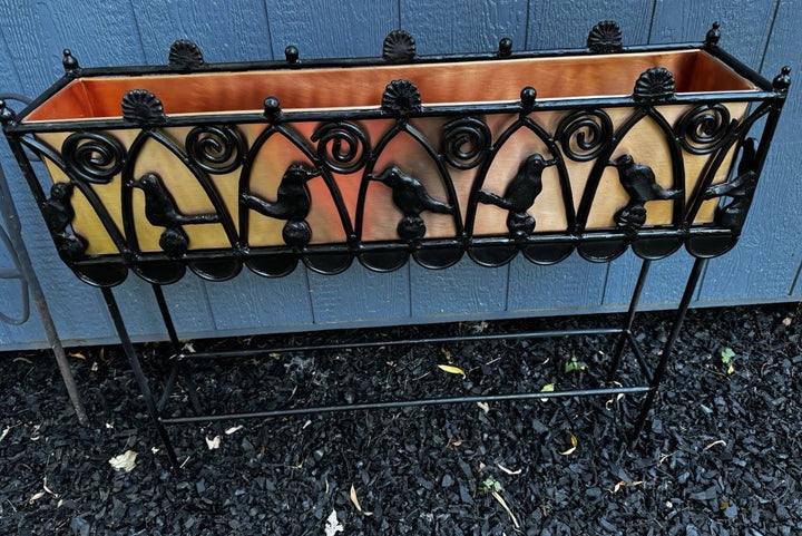 Mackenzie Childs  CAST IRON And Copper Bird On Ball  PLANT -FLOWER STAND