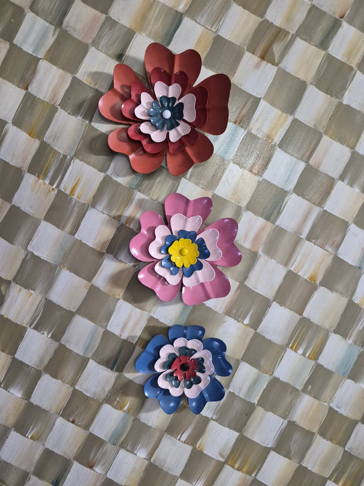 MacKenzie Childs DOLCE VITA FLOWER MAGNETS, SET OF 3 New In Bag