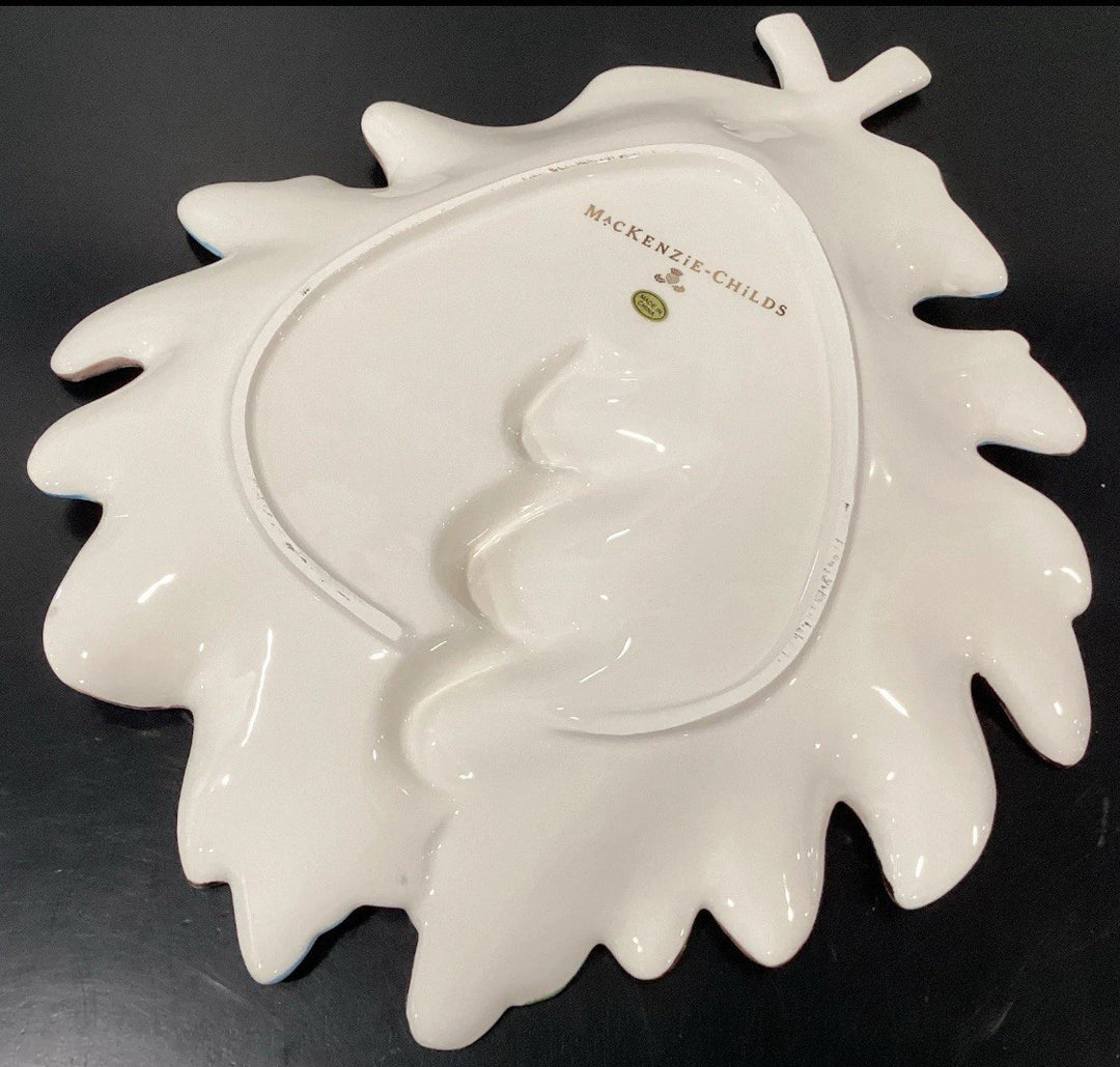 Mackenzie Childs Royal Autumn Serving Set of 2 Ceramic 3D Leaf 14.5" x 13" New