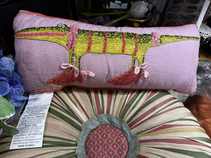 Mackenzie Childs Gloria Alligator Lumbar Pillow New In Bag