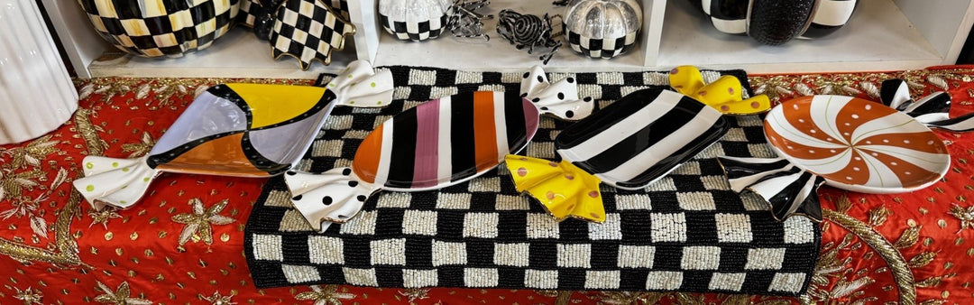 Mackenzie Childs Trick or Treat Candy Dessert Plates Set of 4