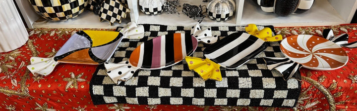 Mackenzie Childs Trick or Treat Candy Dessert Plates Set of 4