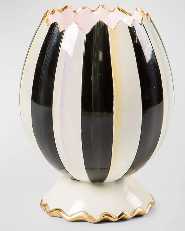 Mackenzie Childs Courtly Stripe Small Vase Cracked Egg- New