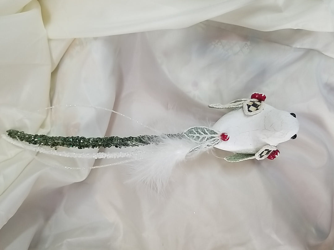 MACKENZIE CHILDS Courtly Check Bird  Clip  6” Tail 16” " Long- New Open Box