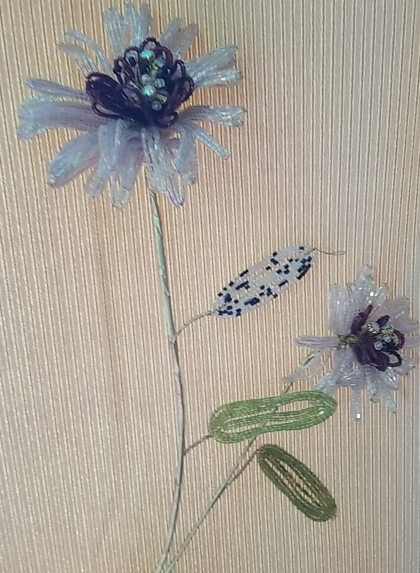 Mackenzie childs PINK Beaded Flower Stem 23"L On Stem- NWT