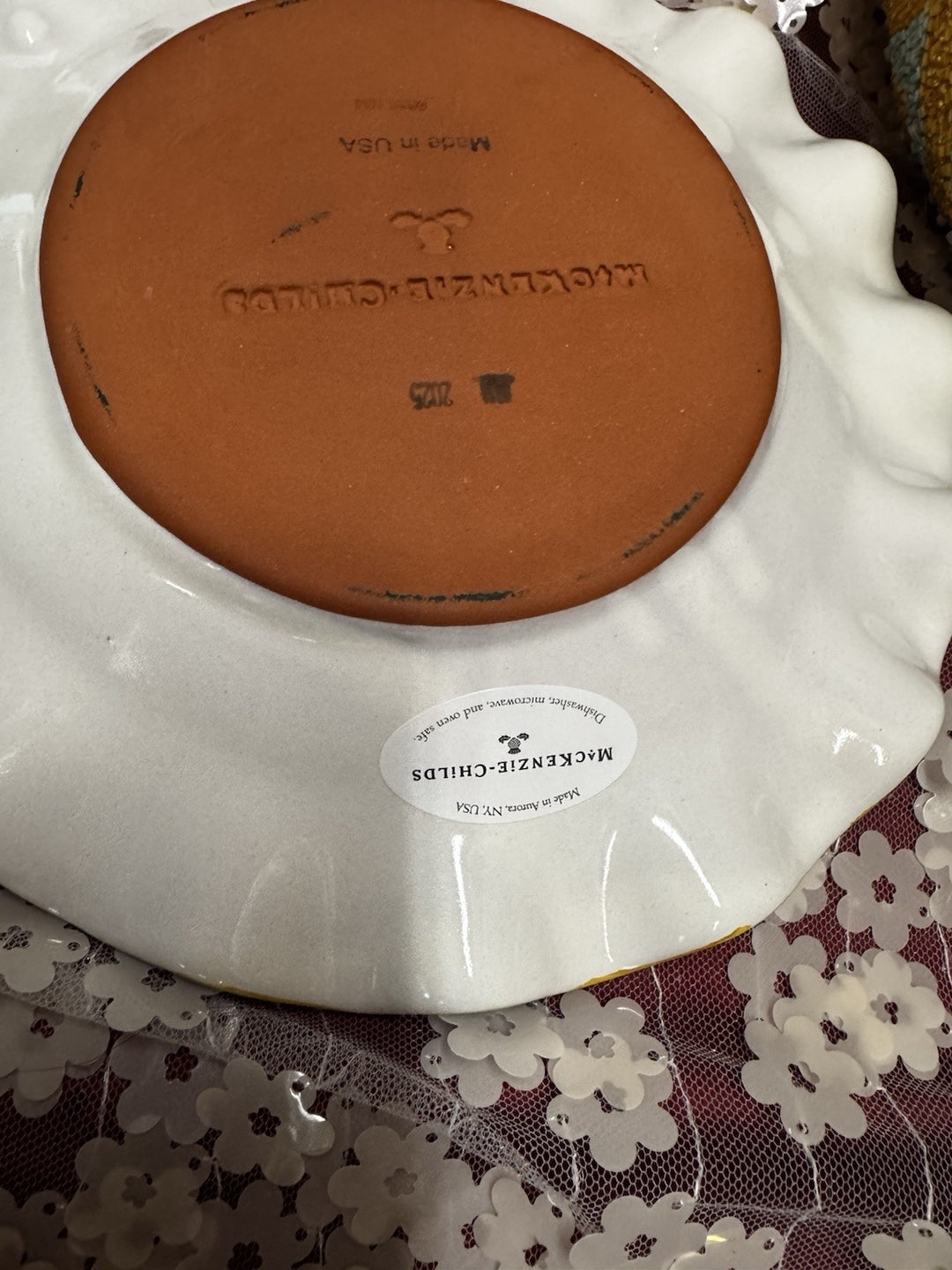 Mackenzie Childs Taylor fluted Hitchcock Field luncheon plate NEW 9” Ceramic