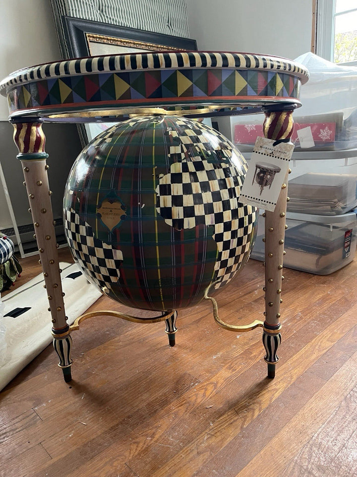 Mackenzie Childs Platitudes Globe Side Table- New - Retired hard To Find