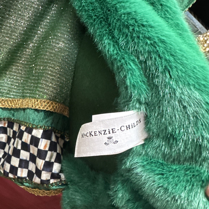 Mackenzie Childs Emerald Luxe  Large Santa With Bag Of Toys 37” Tall Nib Courtly