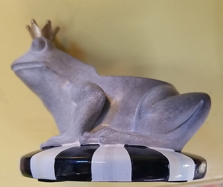 One Retired Mackenzie Childs FROG PLANT HOLDER  w/ Courtly Stripe