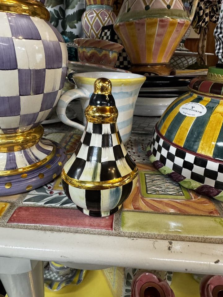 Mackenzie Childs Courtly Check Ceramic  Lamp Finial- Excellent