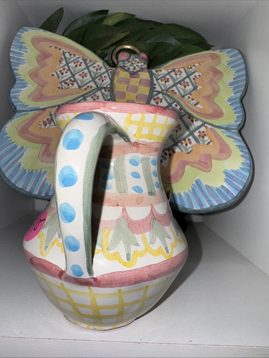 Mackenzie Childs Taylor 1997   Madison Ceramic Creamer 4” Made In Aurora