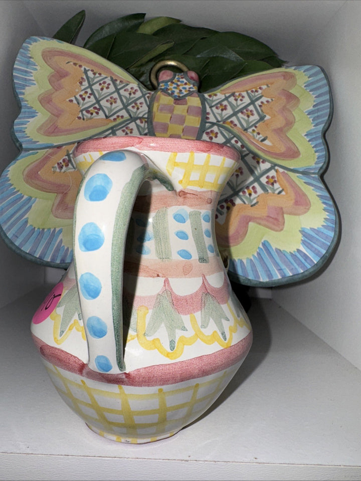 Mackenzie Childs Taylor 1997   Madison Ceramic Creamer 4” Made In Aurora