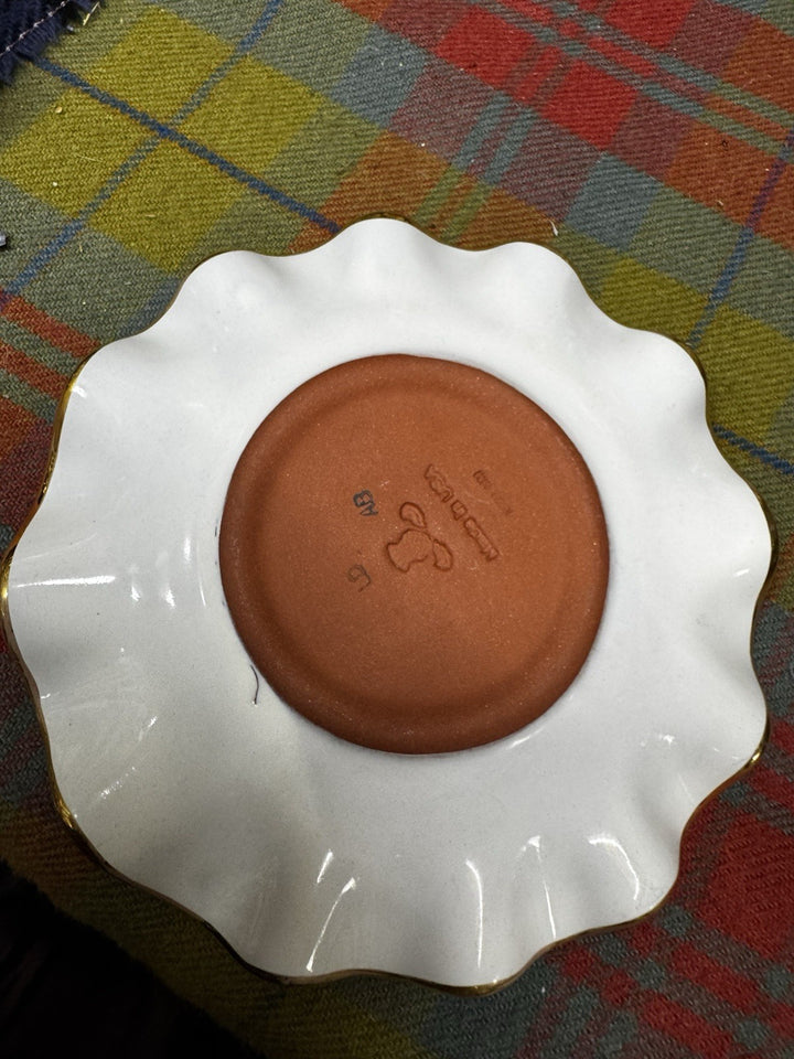 Mackenzie Childs Courtly  Check Ceramic Fluted 6” Saucer . New