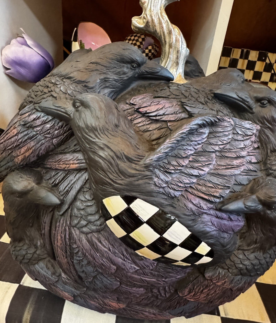 Mackenzie Childs Stunning 11" SPELLBOUND RAVEN PUMPKIN  New