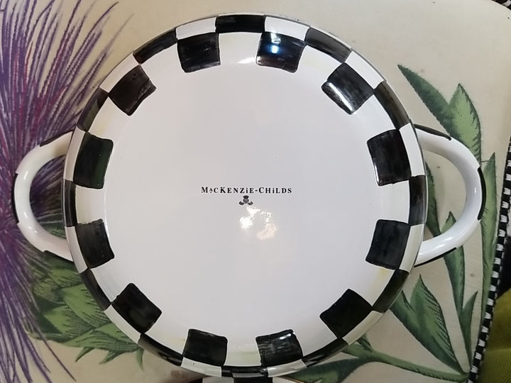MacKenzie-Childs Courtly Check Medium Enamelware Casserbole 12" Wide New No Box