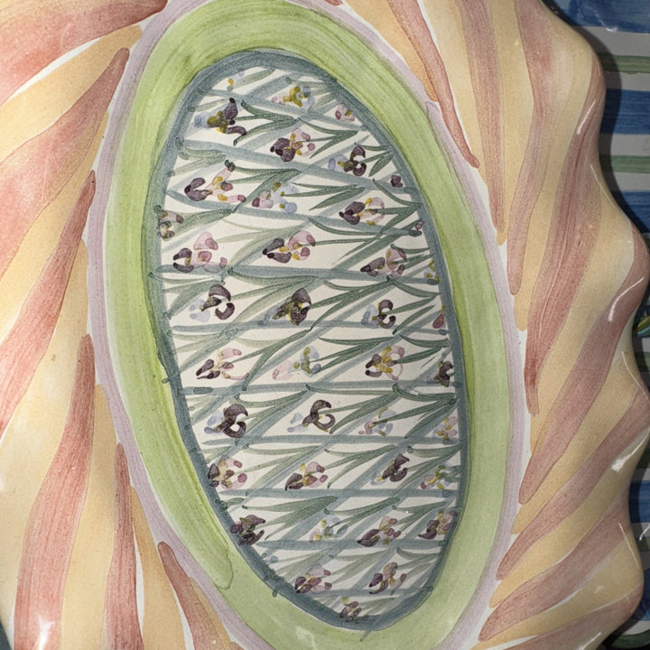 Mackenzie Childs Taylor Bearded Iris  12" X8.5” Oval  Serving Platter  Retired