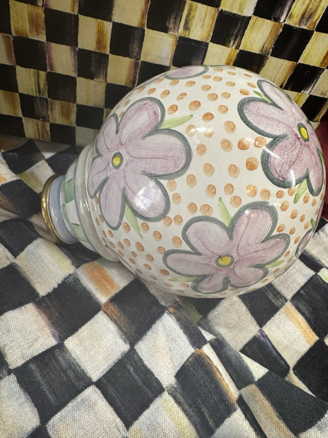 Retired Mackenzie Childs Myrtle Ceramic Drapery Finial/ Garden Ball New